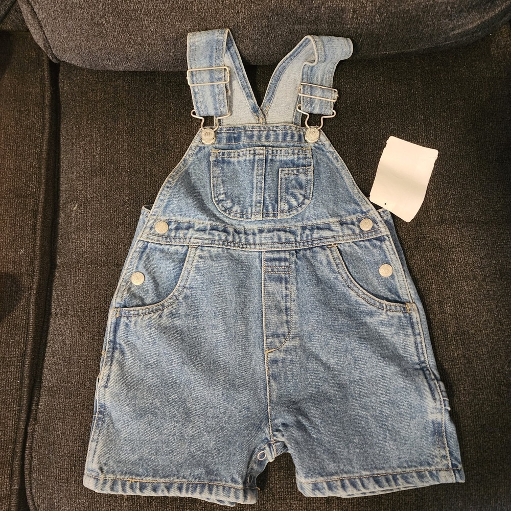 Vtg Pine Peak Blues By Nordstrom Kids Sz 2 Jean Overall Shorts‎ Snap Opening